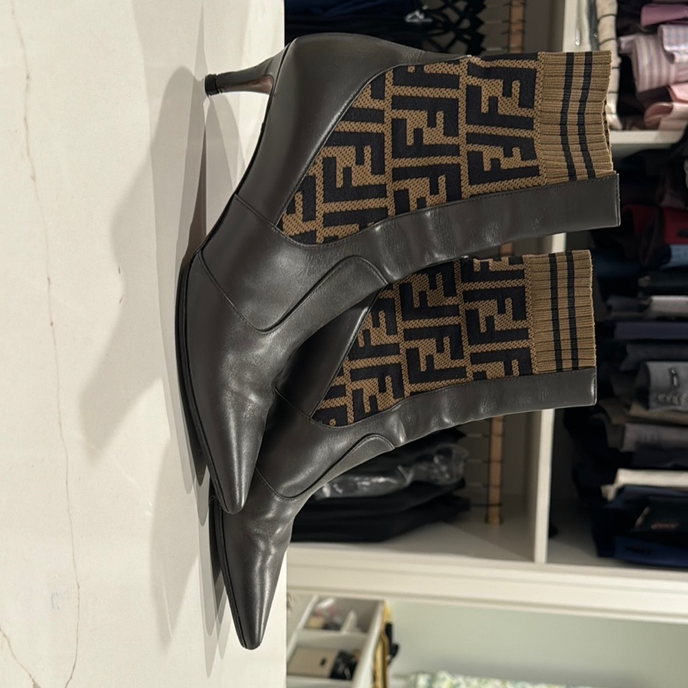 Fendi Black and Brown Ankle Boots